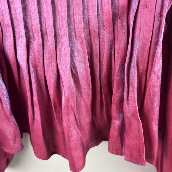 Altard State Top M Crop Balloon Sleeve Square Neck Smocked Iridescent Pink - Picture 4 of 8